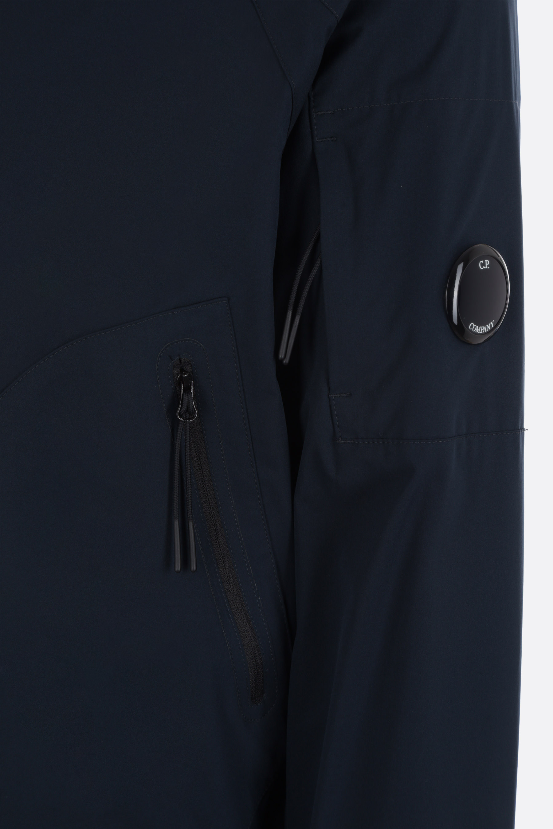 C.p. Company Logo-patch Zip-up Sports Jacket In Black