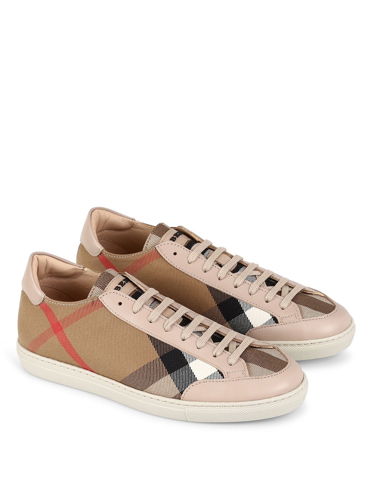 Burberry Checkered Leisure Sports Shoes In Nude