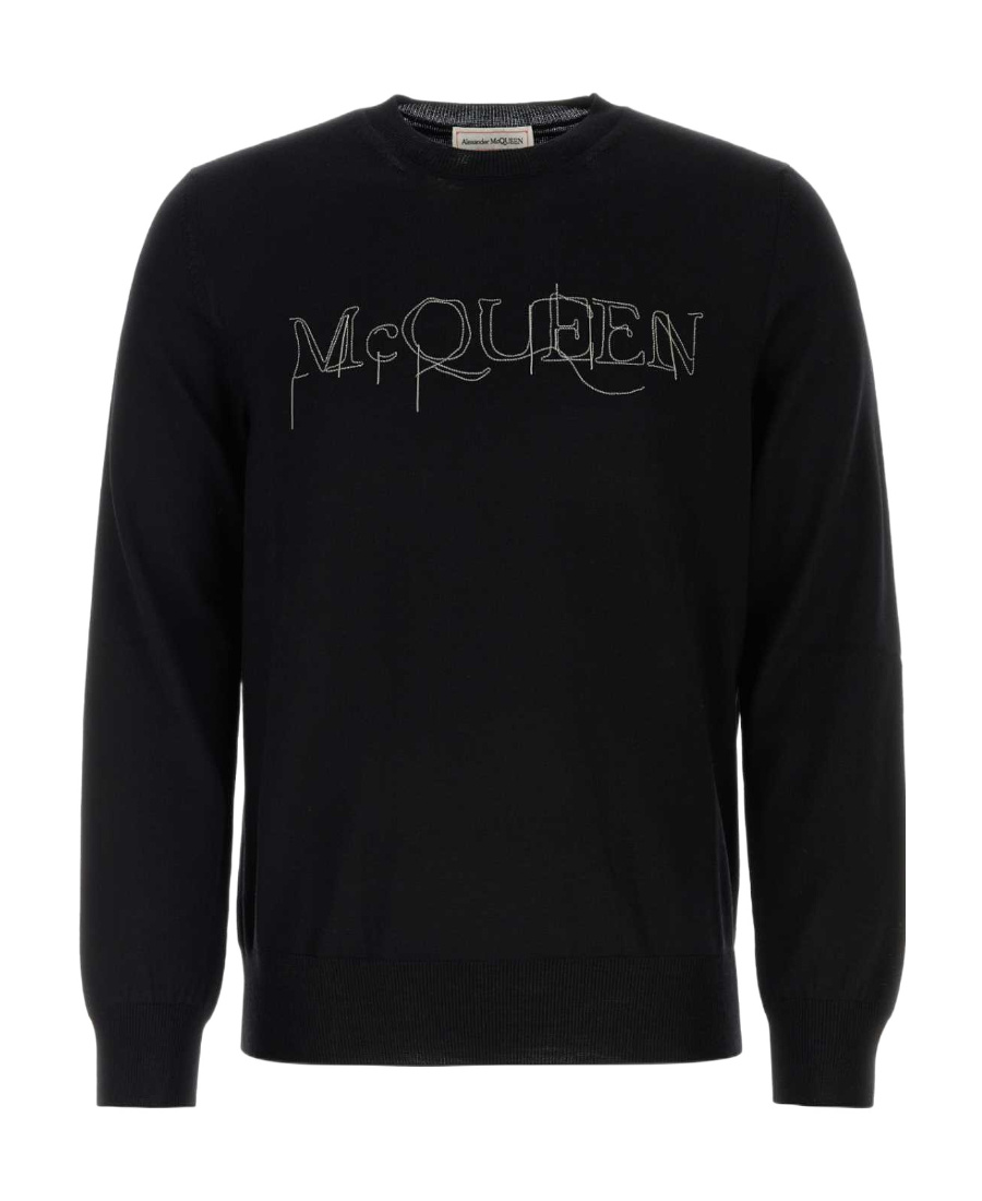 Alexander Mcqueen Wool Knit Sweater In Black