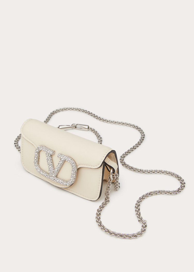 Valentino Super Mini Loc1 Shoulder Bag In Light Ivory White