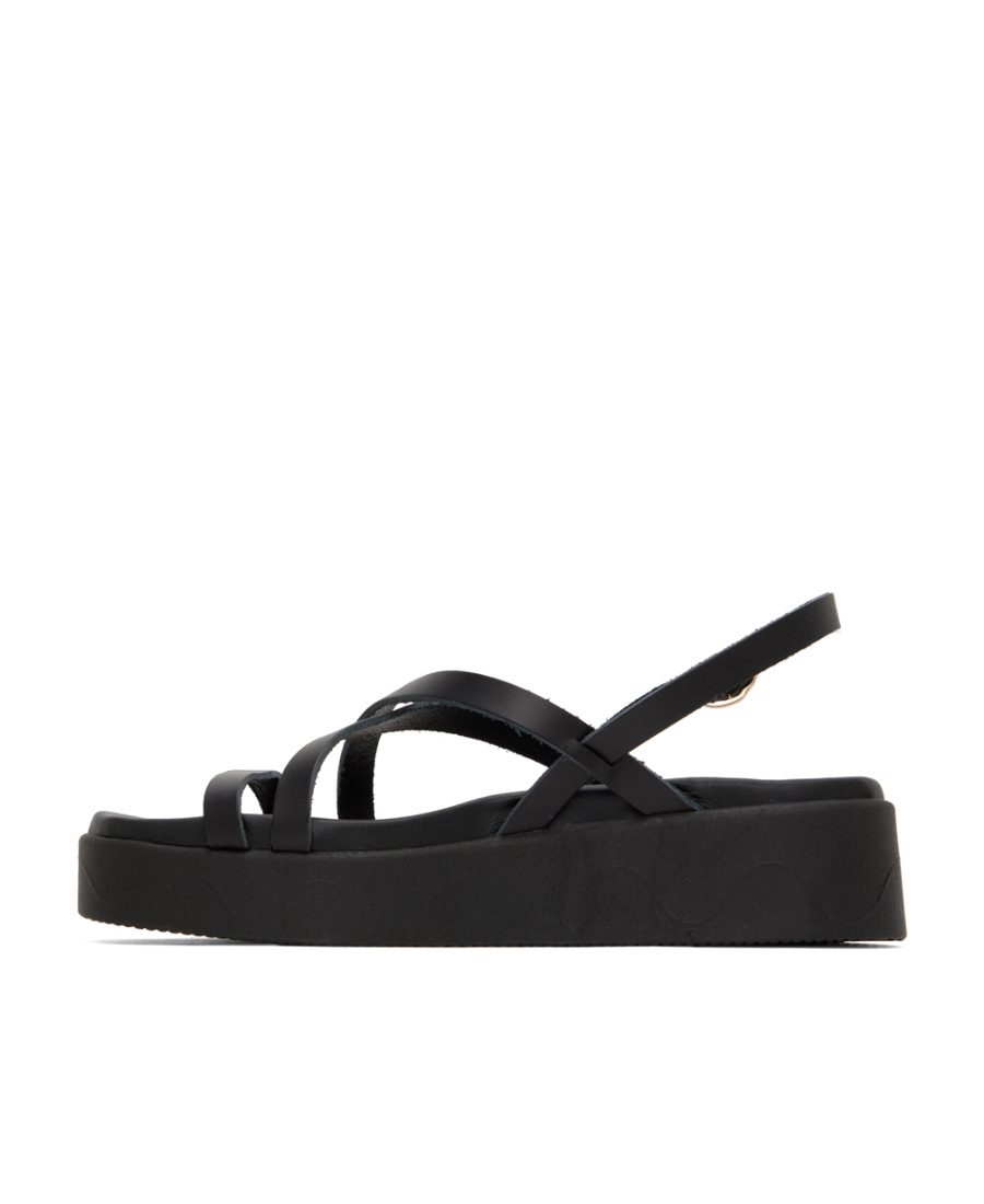 Ancient Greek Sandals 30mm Crossover Platform Sandals In Black