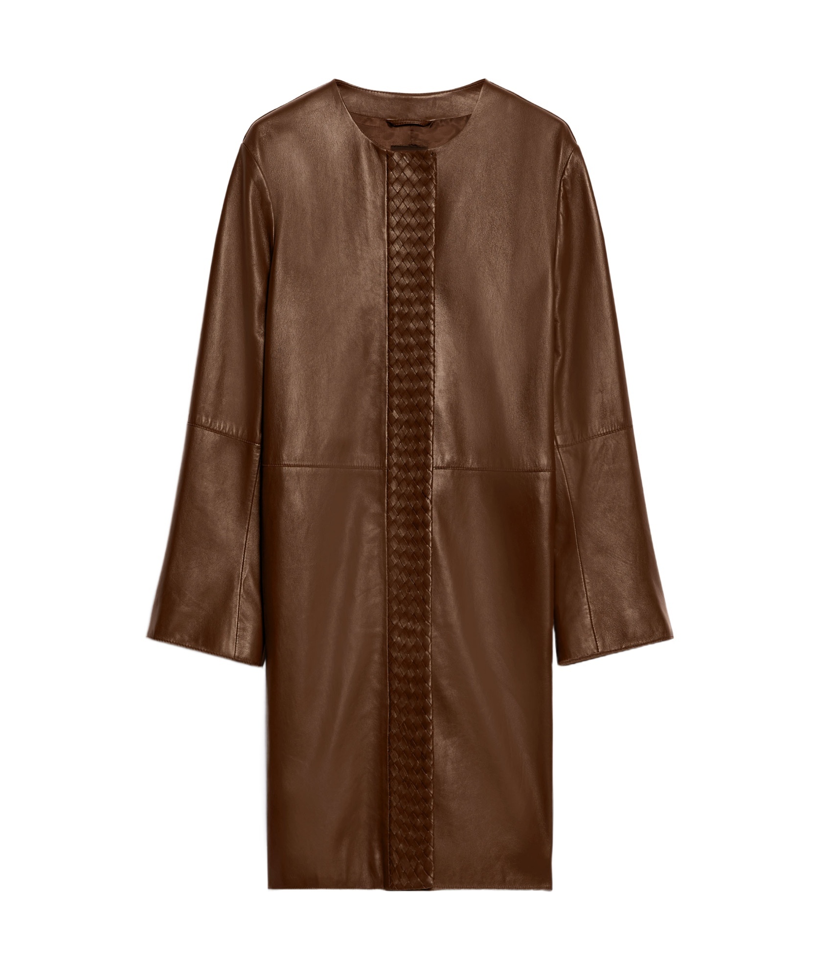 Weekend Max Mara Long-sleeved Leather Jacket In Brown