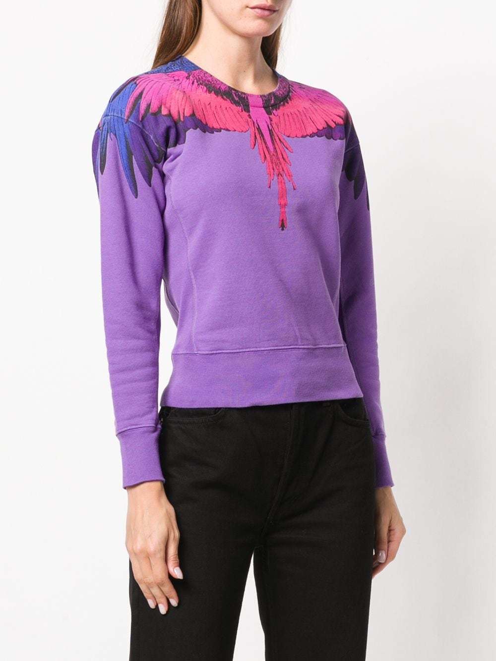 Marcelo Burlon County Of Milan Bird Feather Flying Wing Printed Pullover In Purple