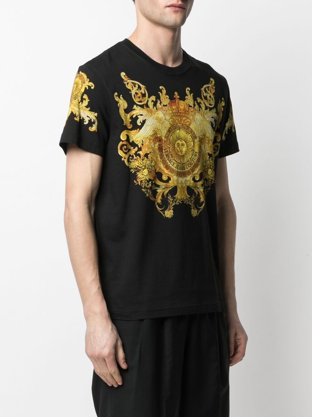 Versace Jeans Baroque Pattern-print T-shirt In Black