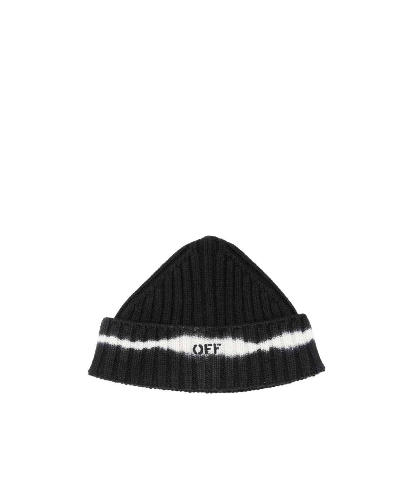 Off-white Ribbed-knit Beanie In Black