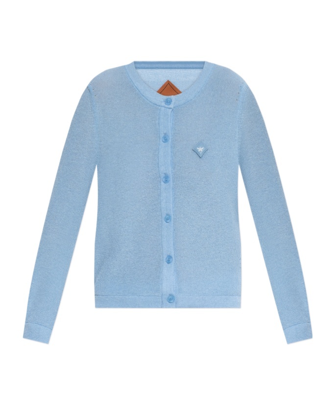 Mcm Cardigan With Logo Patch In Blue