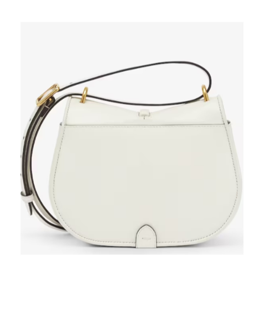 Fendi Blue Denim-effect Ff Jacquard And Brown Leather Bag In White