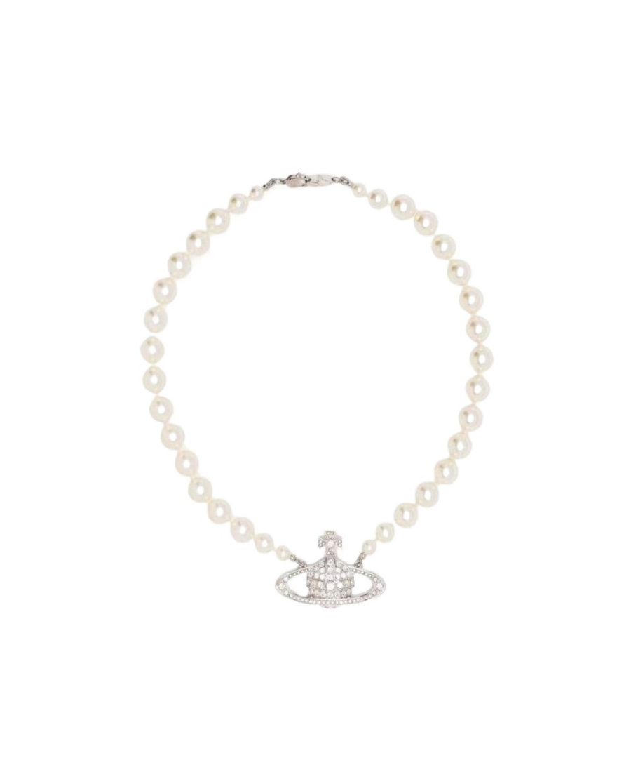 Vivienne Westwood Orb Logo Pendant Necklace In White