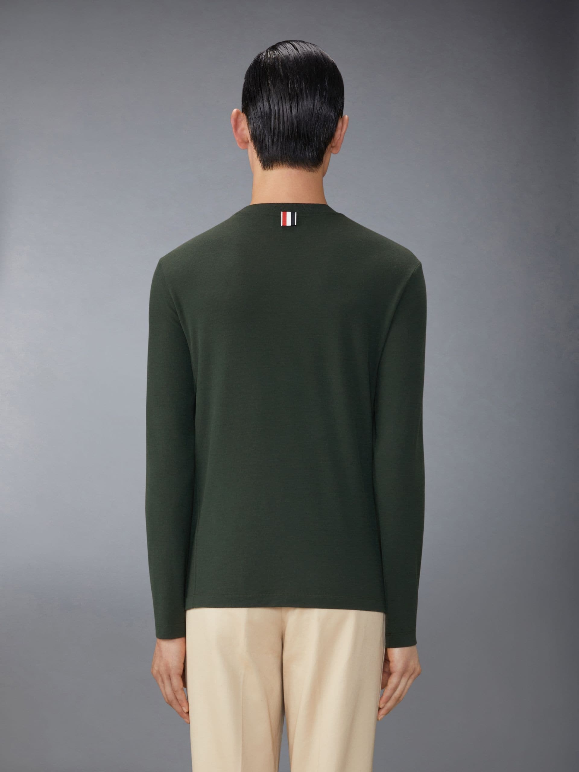 Thom Browne Long-sleeved Wool Jersey T-shirt For Men Men In Green