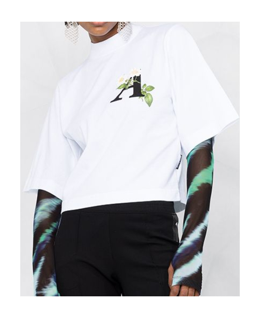 Palm Angels Daisy Logo Cropped T-shirt In White