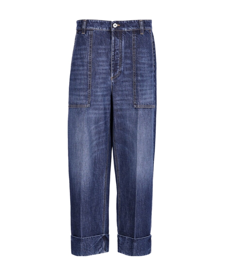 Bottega Veneta Pressed-crease Cropped Jeans In Blue