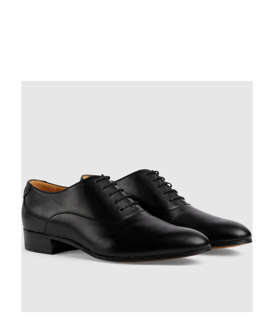 Gucci Men's Adel Double G Leather Oxfords In Black