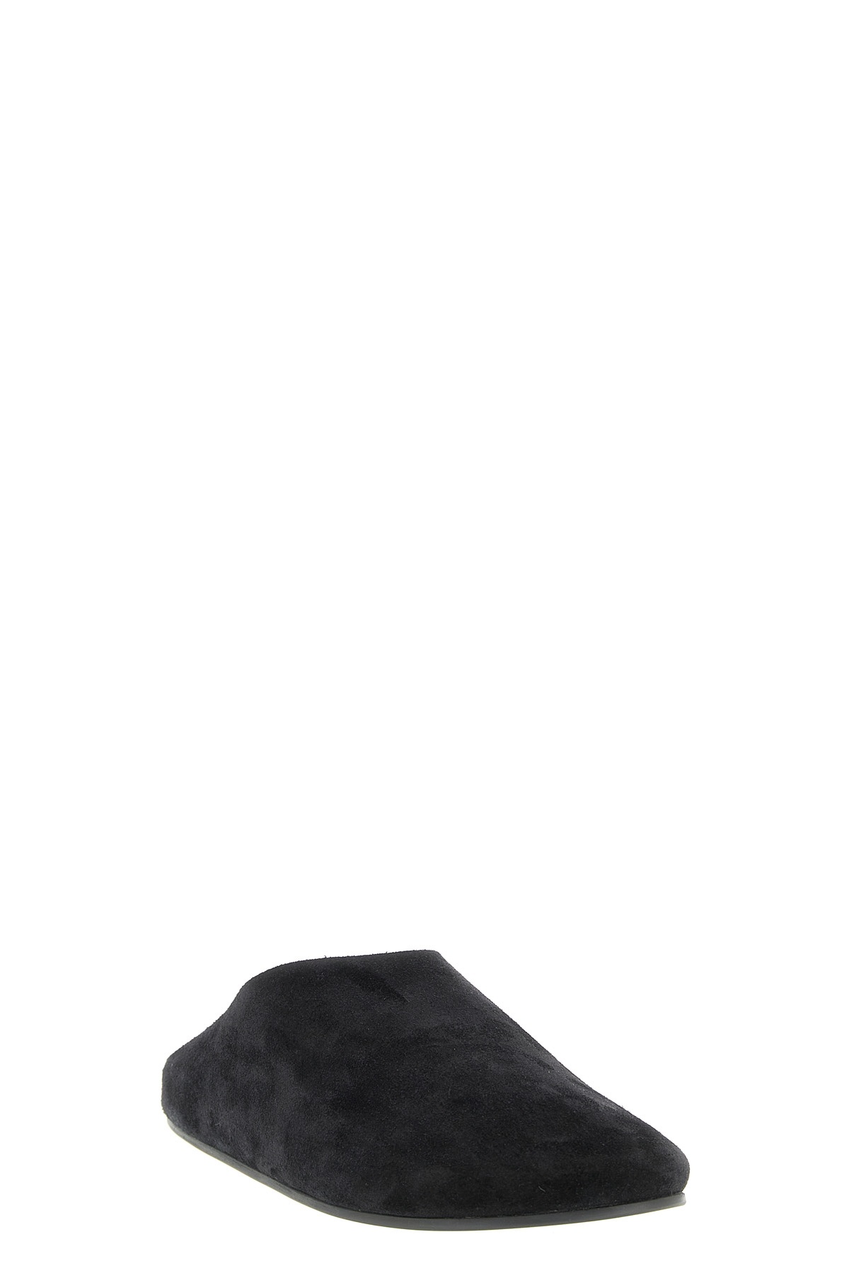 The Row Slippers Hudson In Pelle Scamosciata Nera Uomo In Black