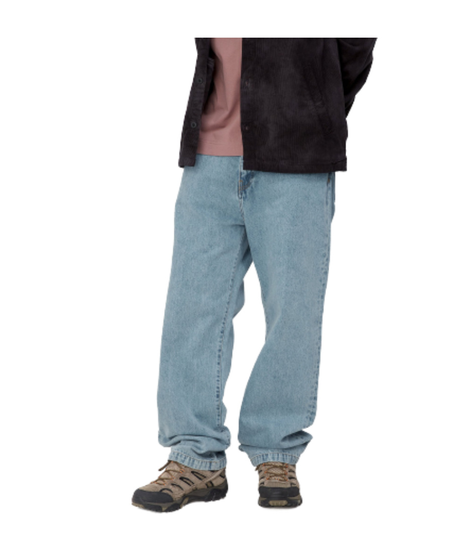 Carhartt Wide Leg Cotton Blend Denim Trousers In Blue