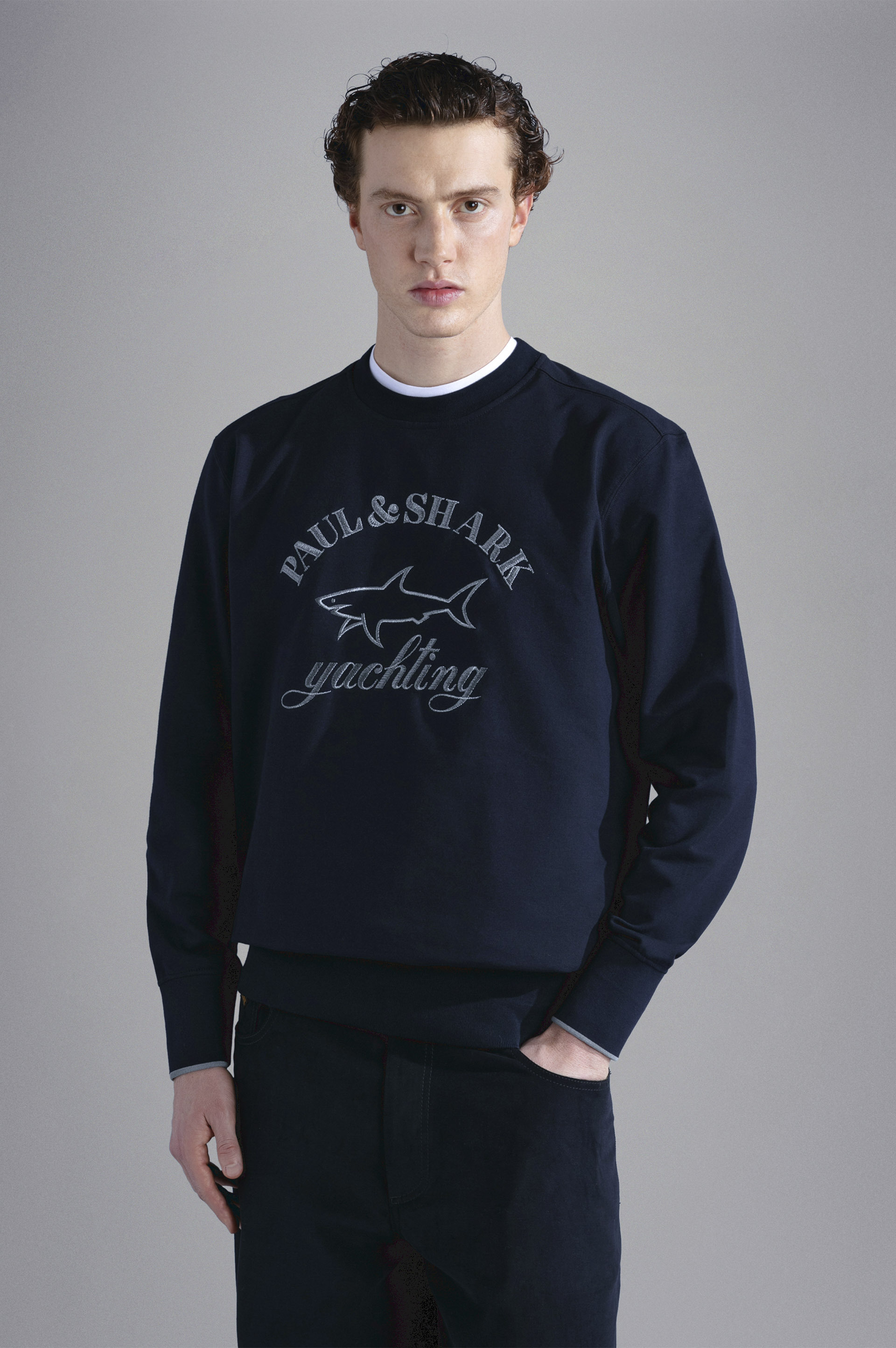 Paul & Shark Round-necked Logo Sweater In Black