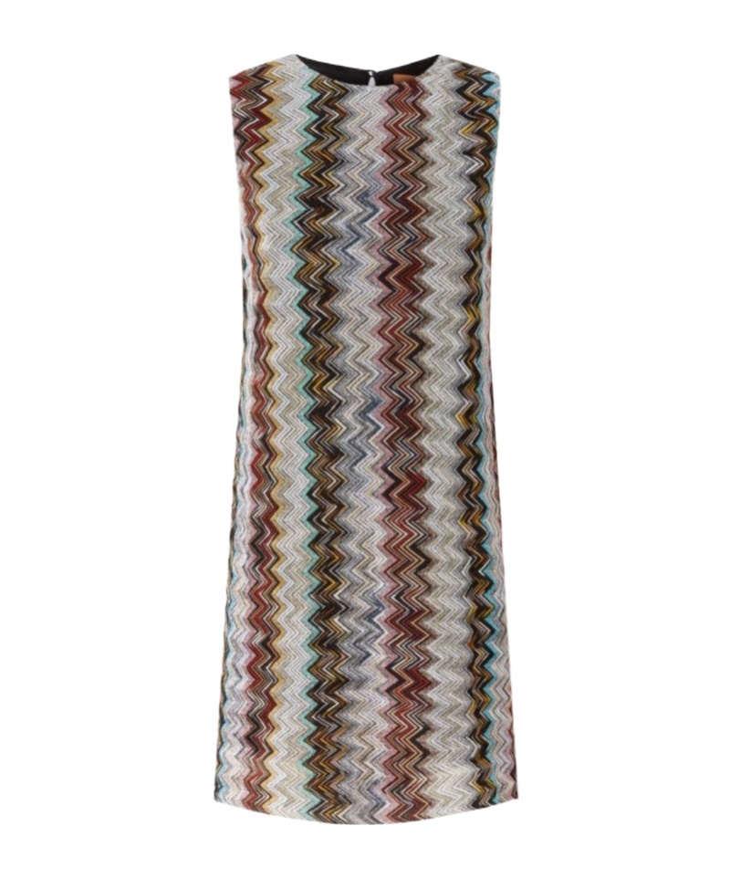 Missoni Chevron Metallic Mini Shift Dress In Gray