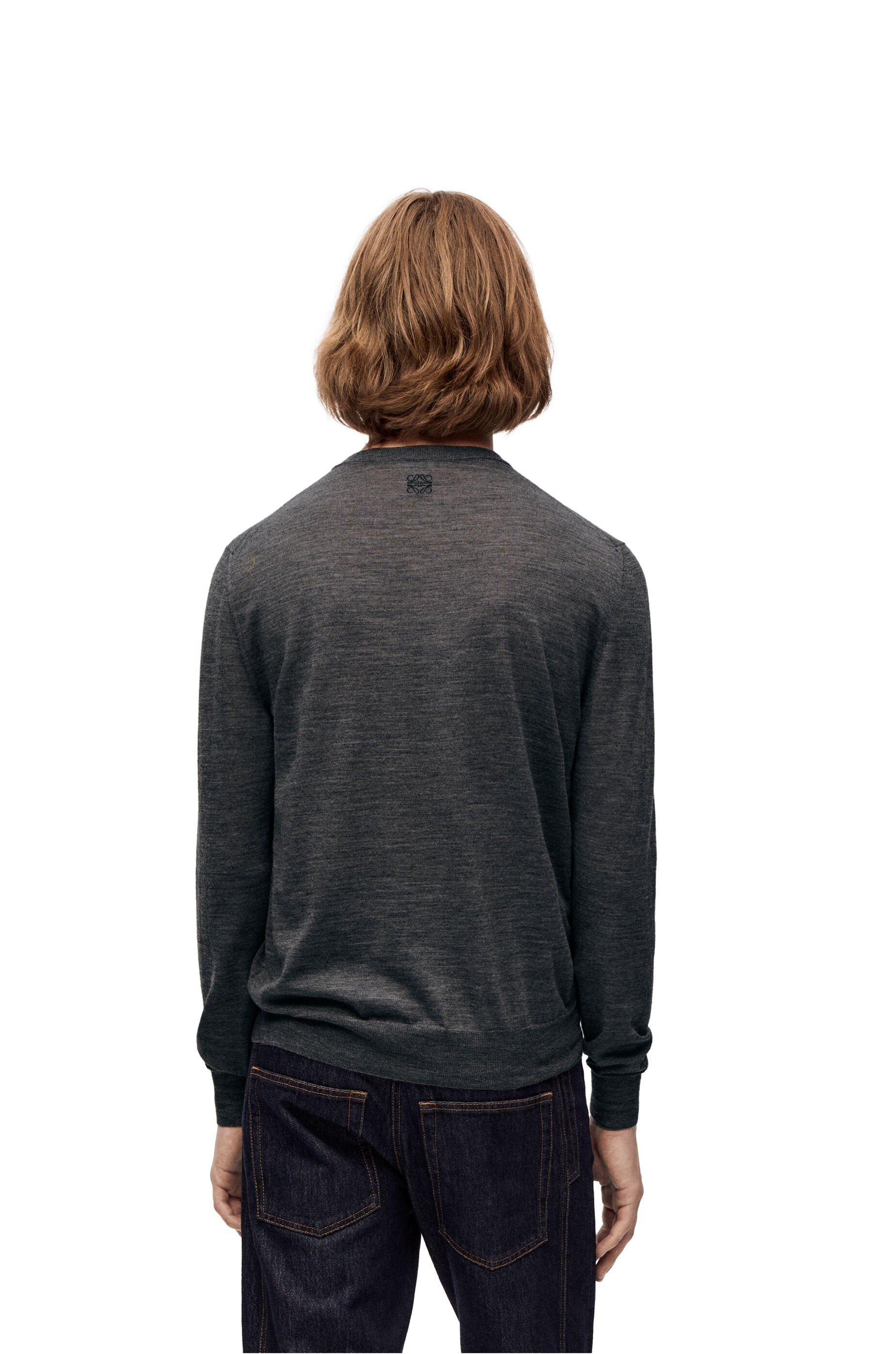 Loewe Inlaid Knitted Sweater In Gray