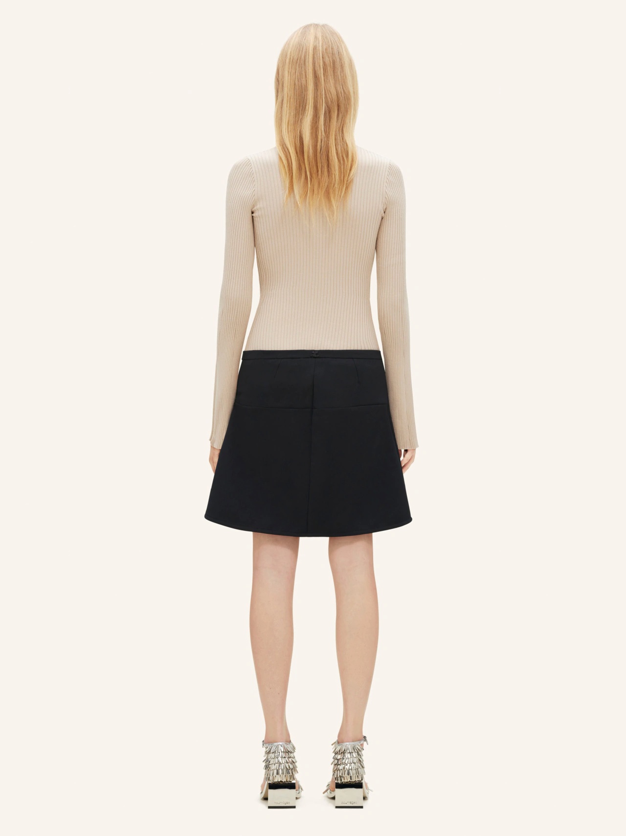 Courrèges Ellipse Tailored Crepe Mini Skirt In Black