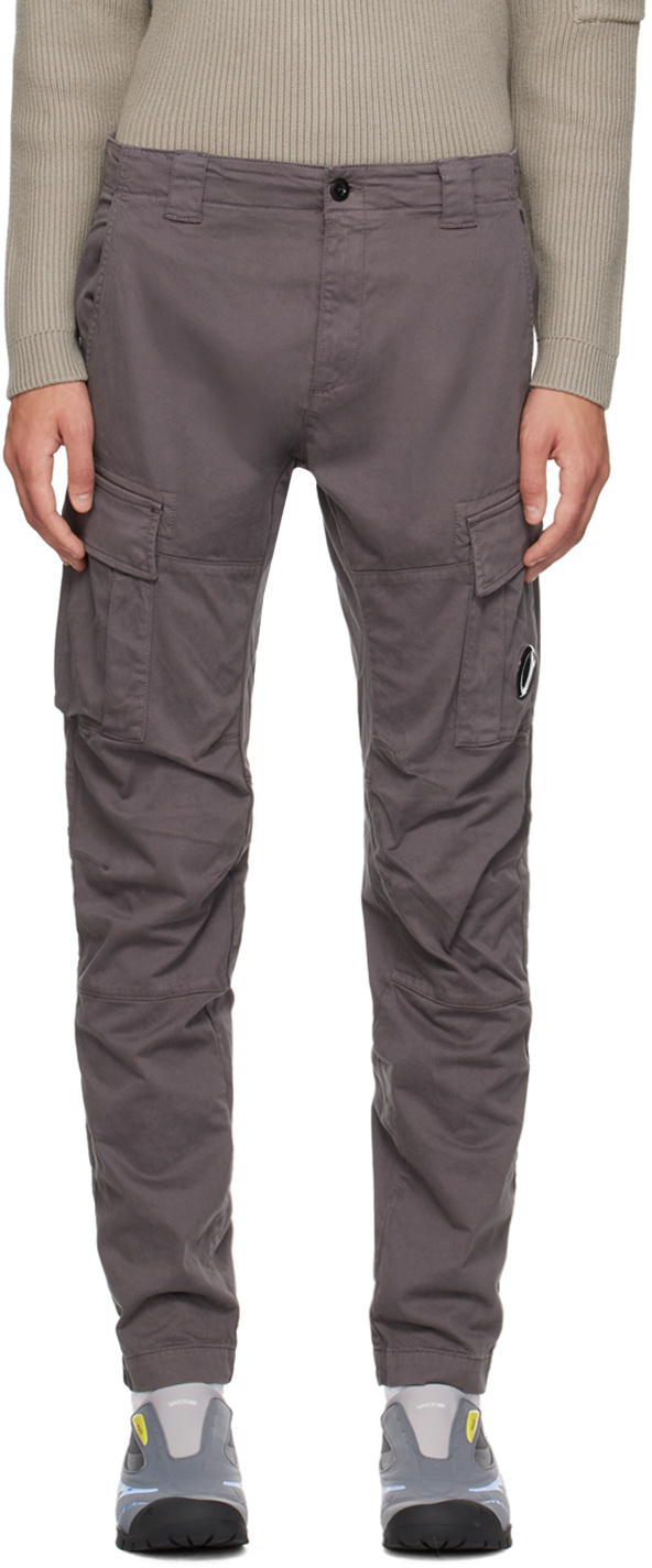 C.p. Company Taupe Lens Ergonomic Cargo Pants In Black