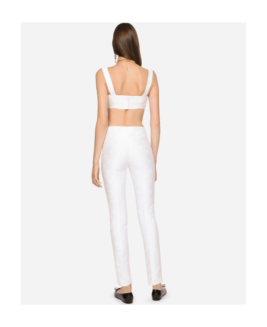Dolce & Gabbana Jacquard Corset With All-over Dg Logo In White