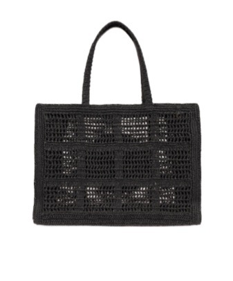 Tory Burch Ella Hand-crocheted Large Tote In Black