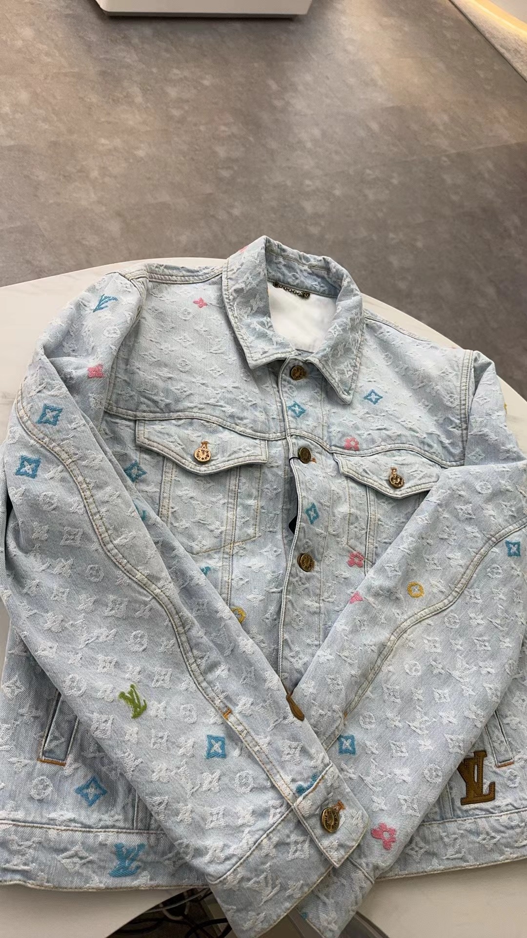 Pre-owned Louis Vuitton Long-sleeved Denim Coat In Gray
