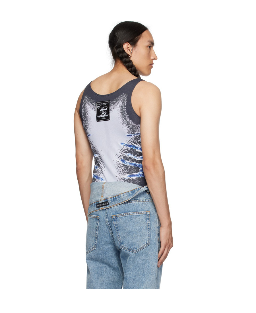 Y/project Plain Knitted Round Collar Vest In Multicolor