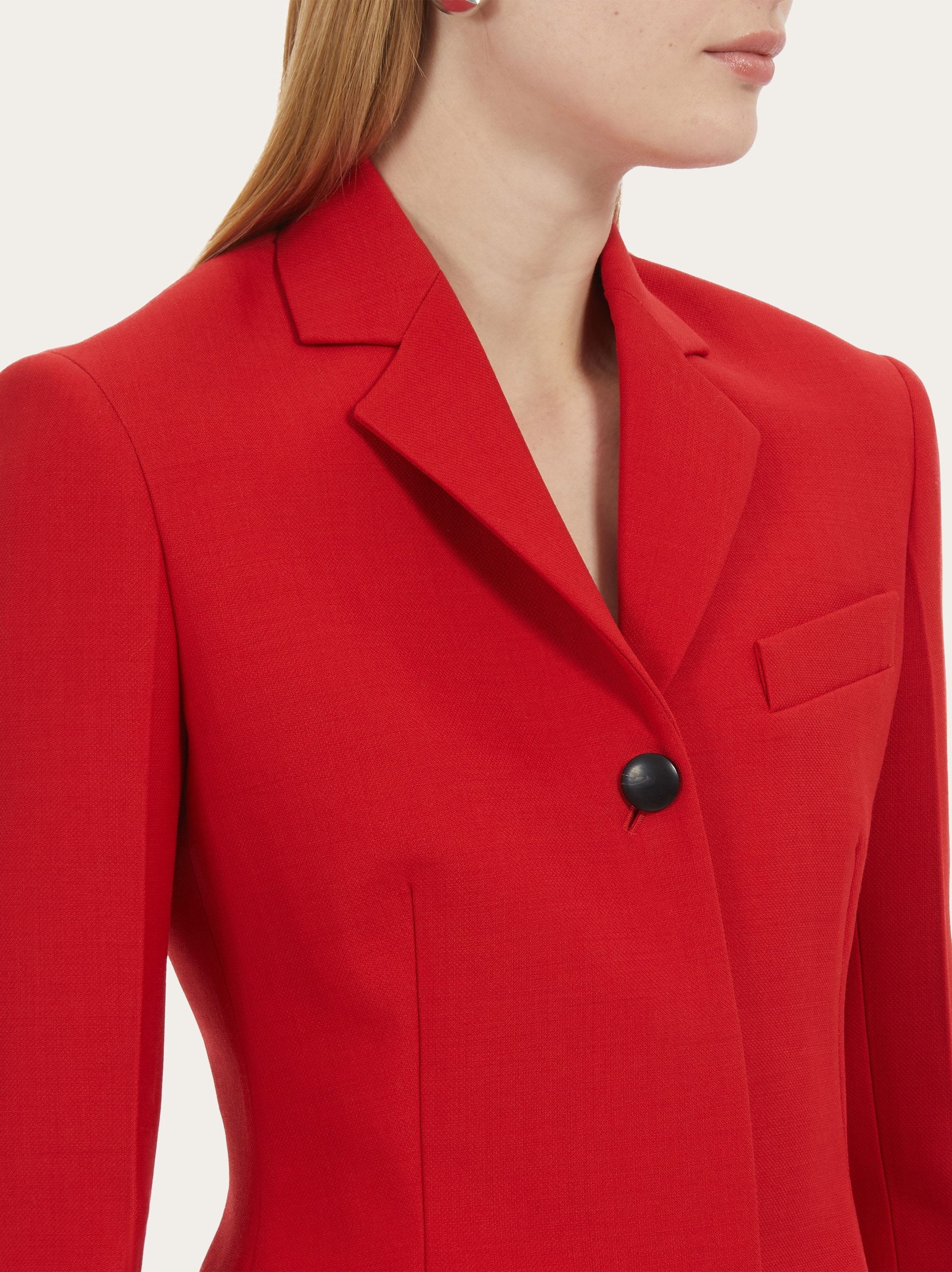 Ferragamo Wool Double Natte One-button Blazer Jacket In Red