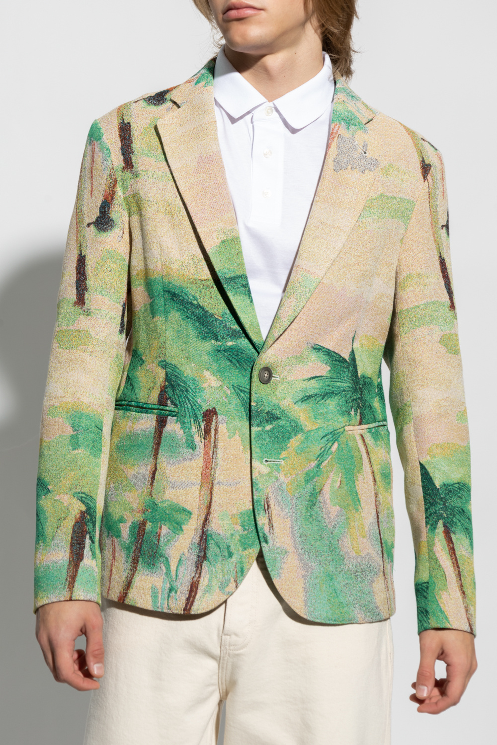 Emporio Armani All-over Print Blazer In Nude