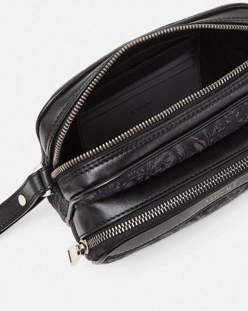 Versace Barocco Athena Messenger Bag In Black