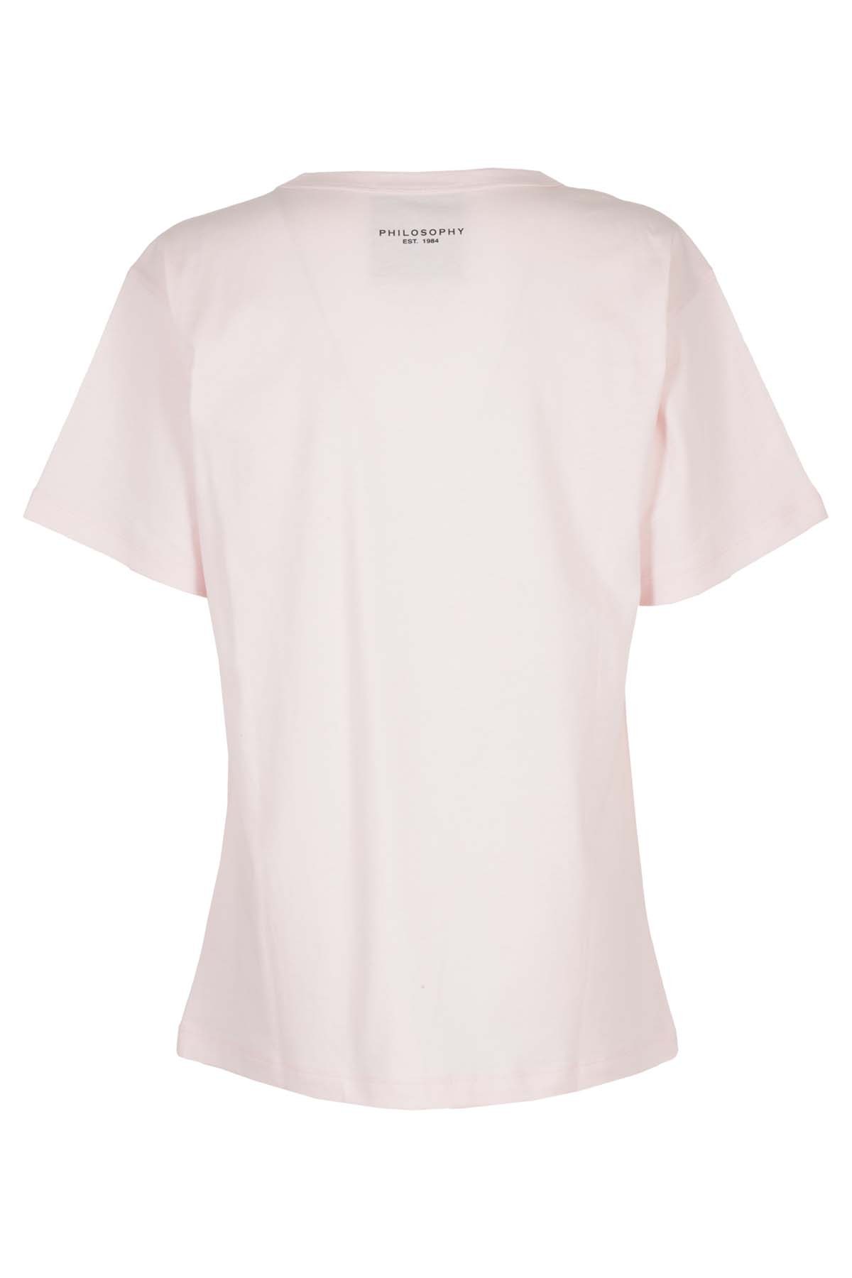 Shop Philosophy Di Lorenzo Serafini Slogan Printed Short-sleeved T-shirt In Pink