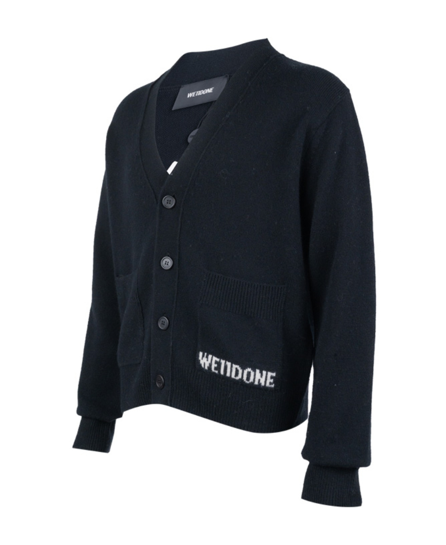 We11 Done Logo-print V-neck Jumper In Black
