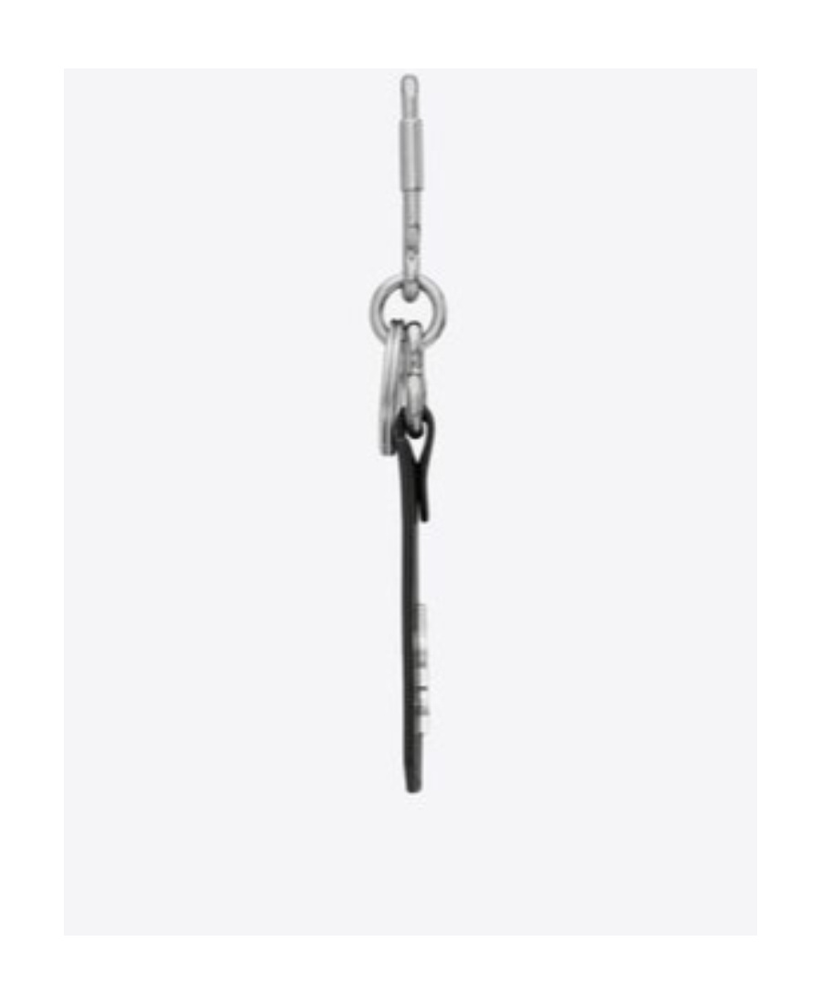 Saint Laurent Cassandre-plaque Leather Keyring In Black