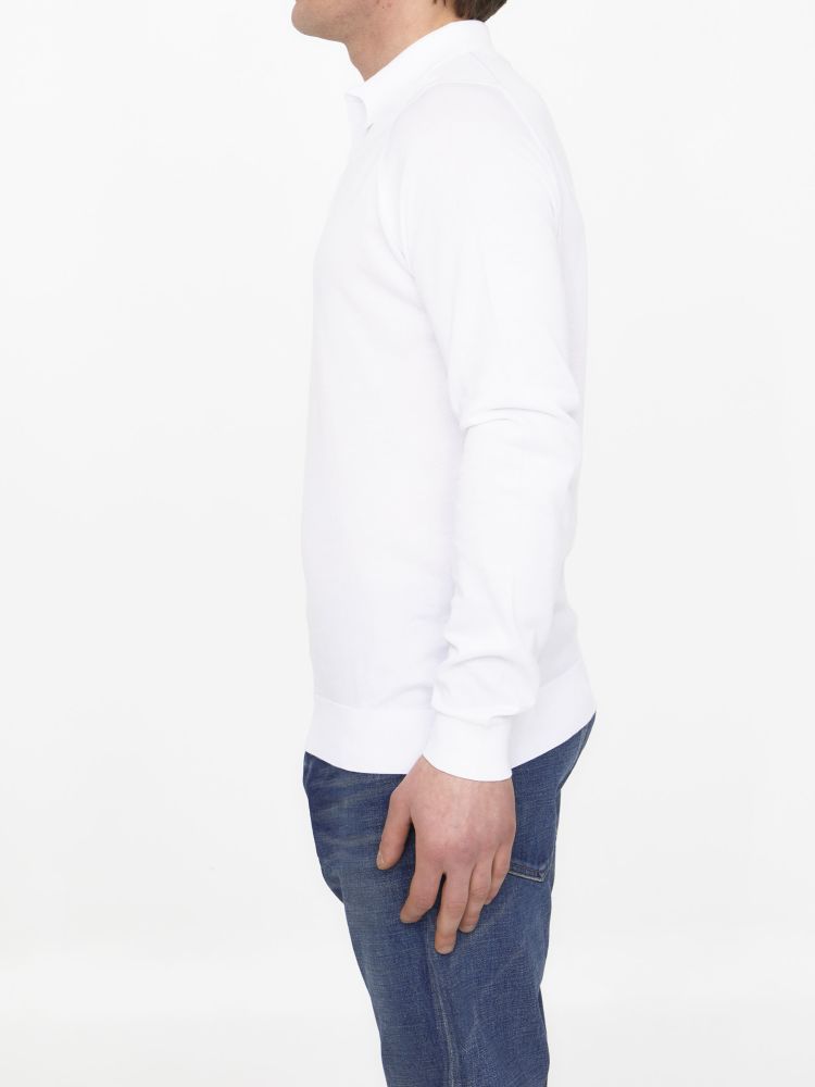 John Smedley Bradwell Long-sleeve Polo Shirt In White