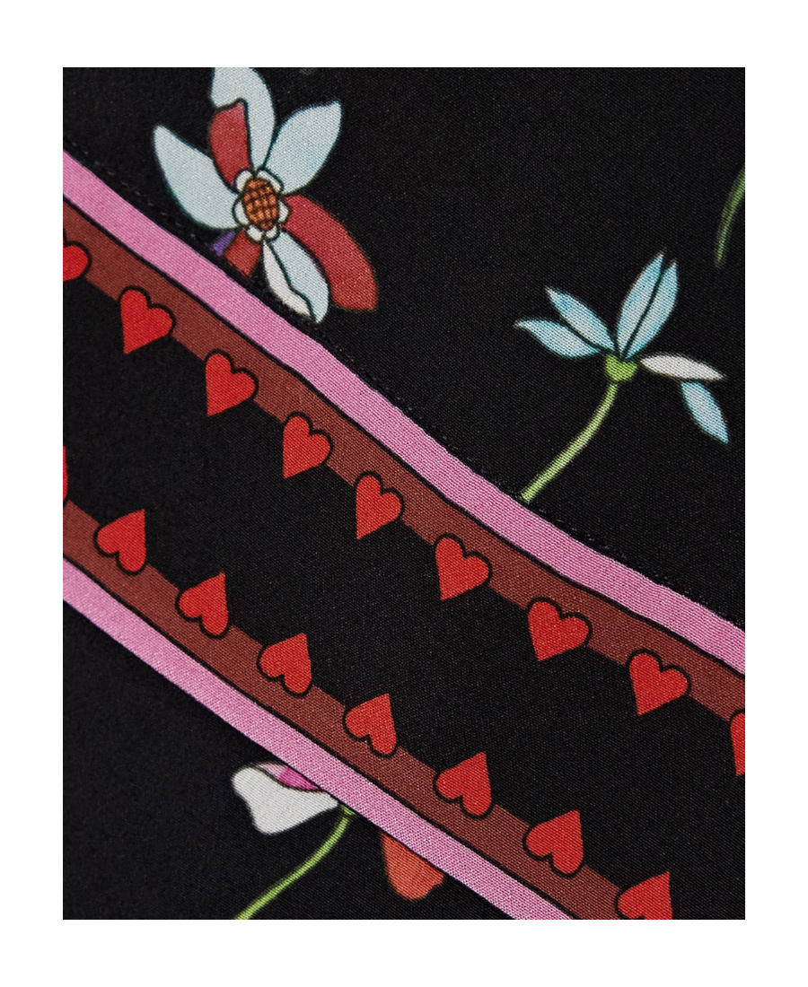 Valentino Floral-print Wool-blend Crepe De Chine Mini Dress In Black