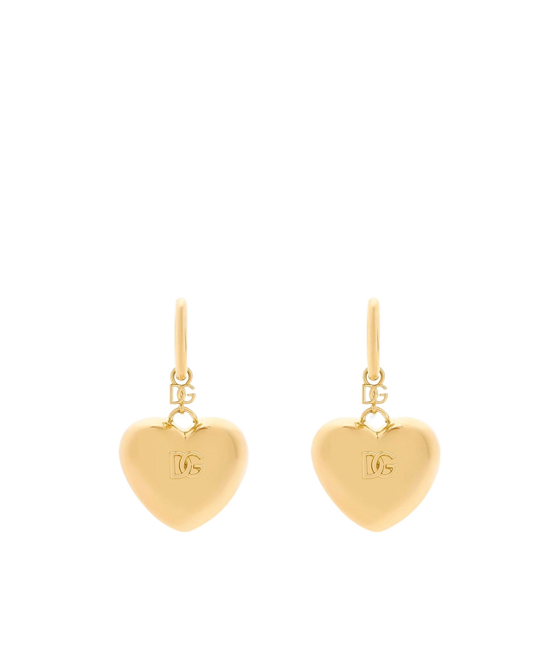 Dolce & Gabbana Dg Logo Heart Drop Earrings In Yellow