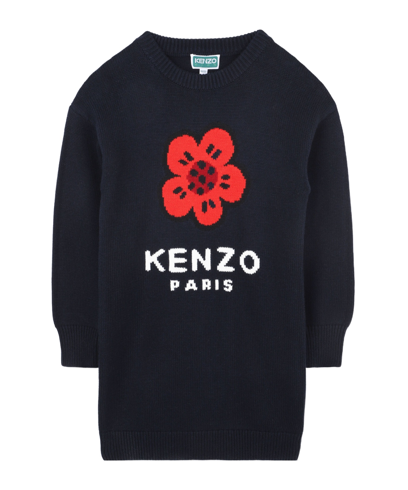 Kenzo Boke Flower Knitted Dress In Blue