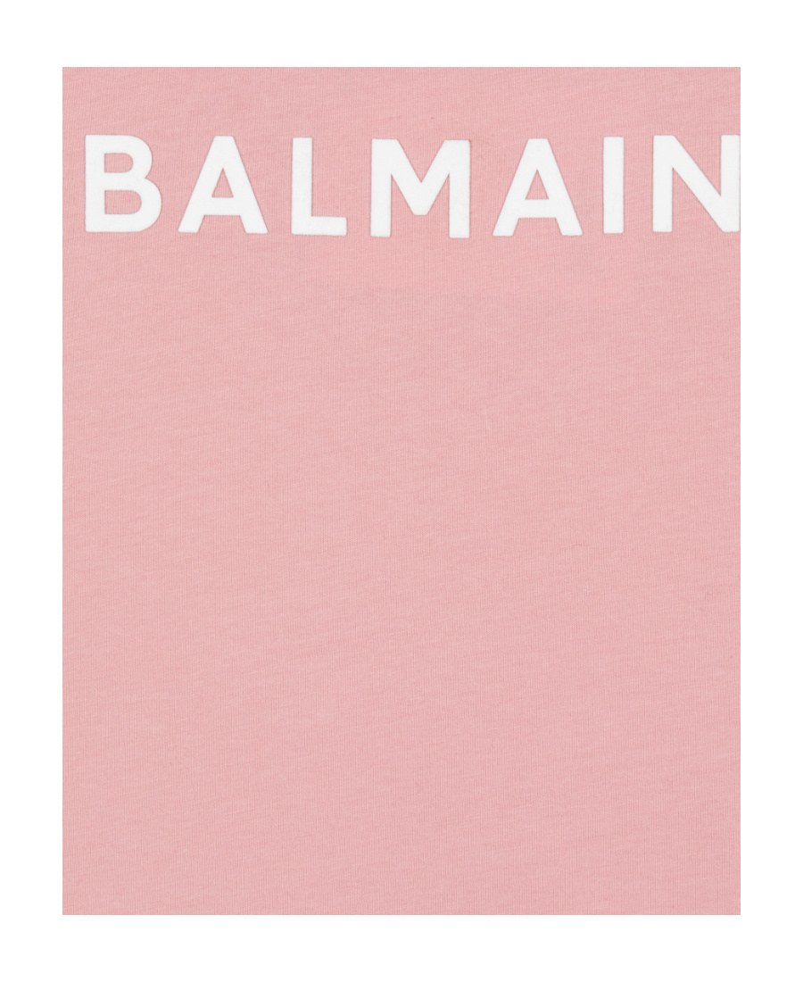 Balmain Flocked Logo-print T-shirt In Pink