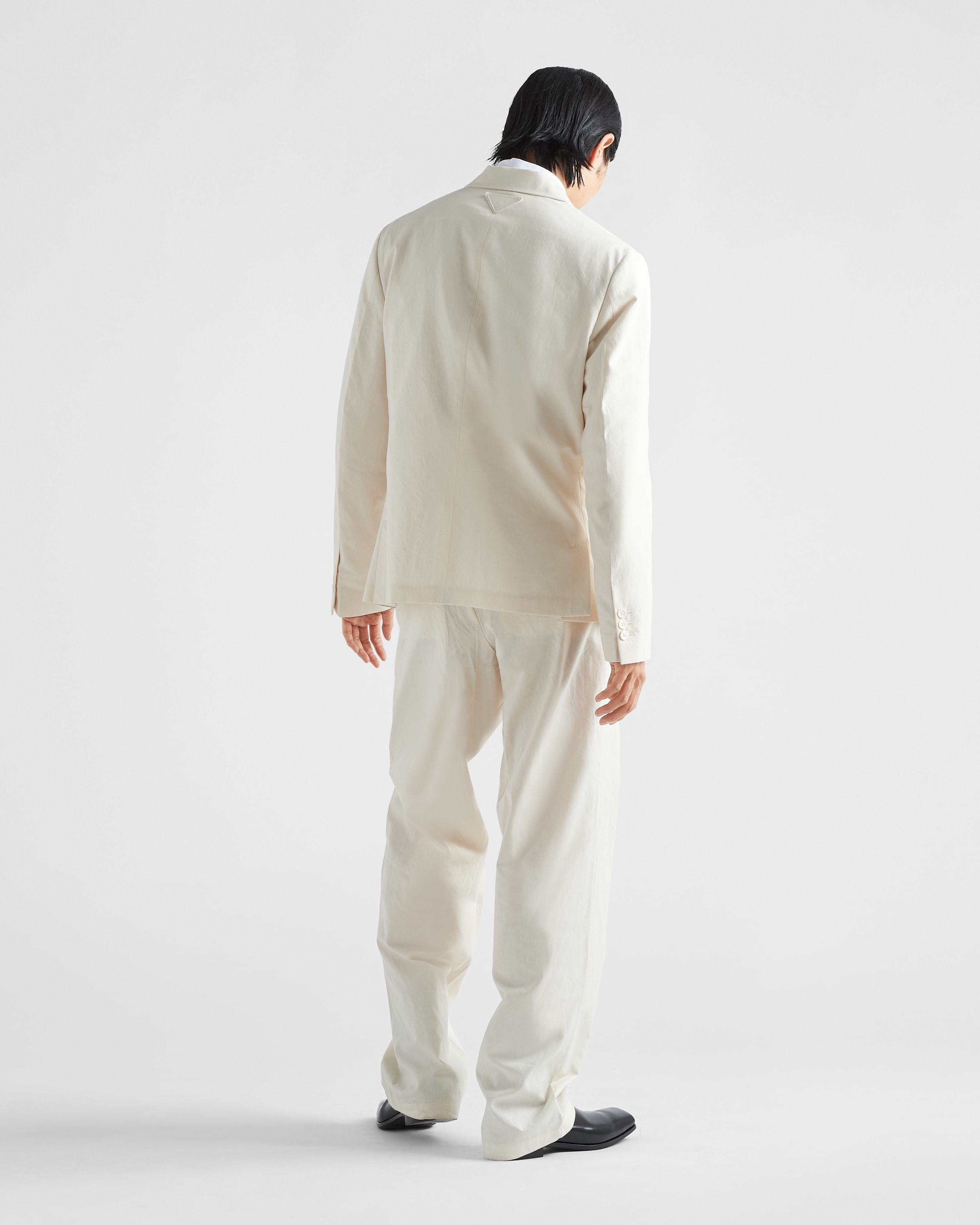 Prada Double-breasted Cotton Jacket In Nude