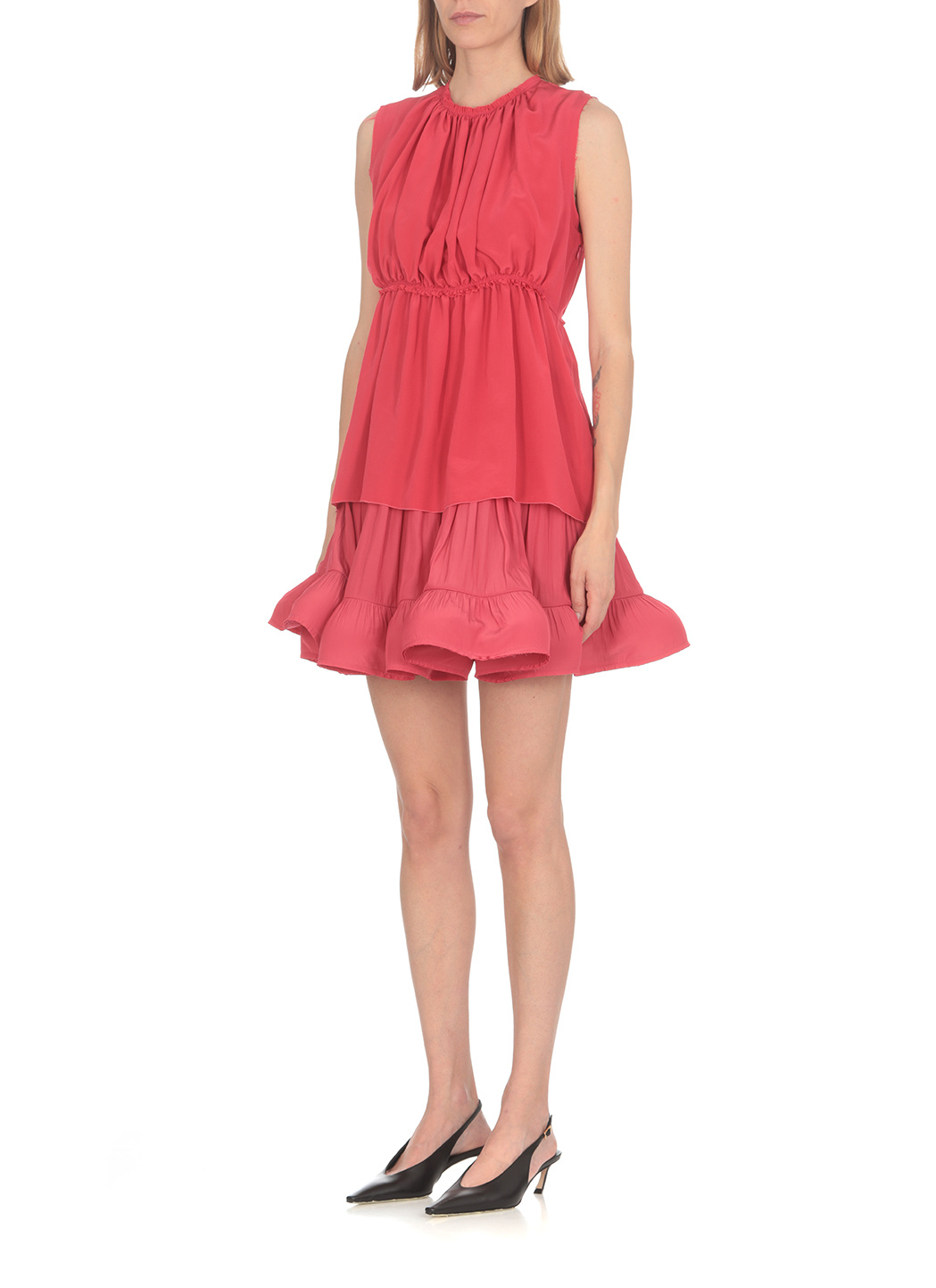 Lanvin Minirock Aus Charmeuse Mit Raffungen Und Volant In Red