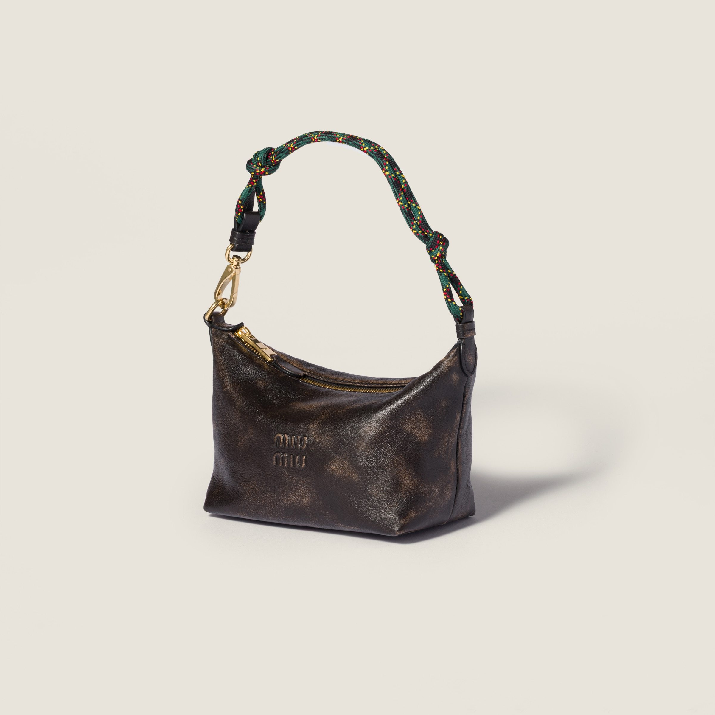 Miu Miu Leather Pouch In Burgundy