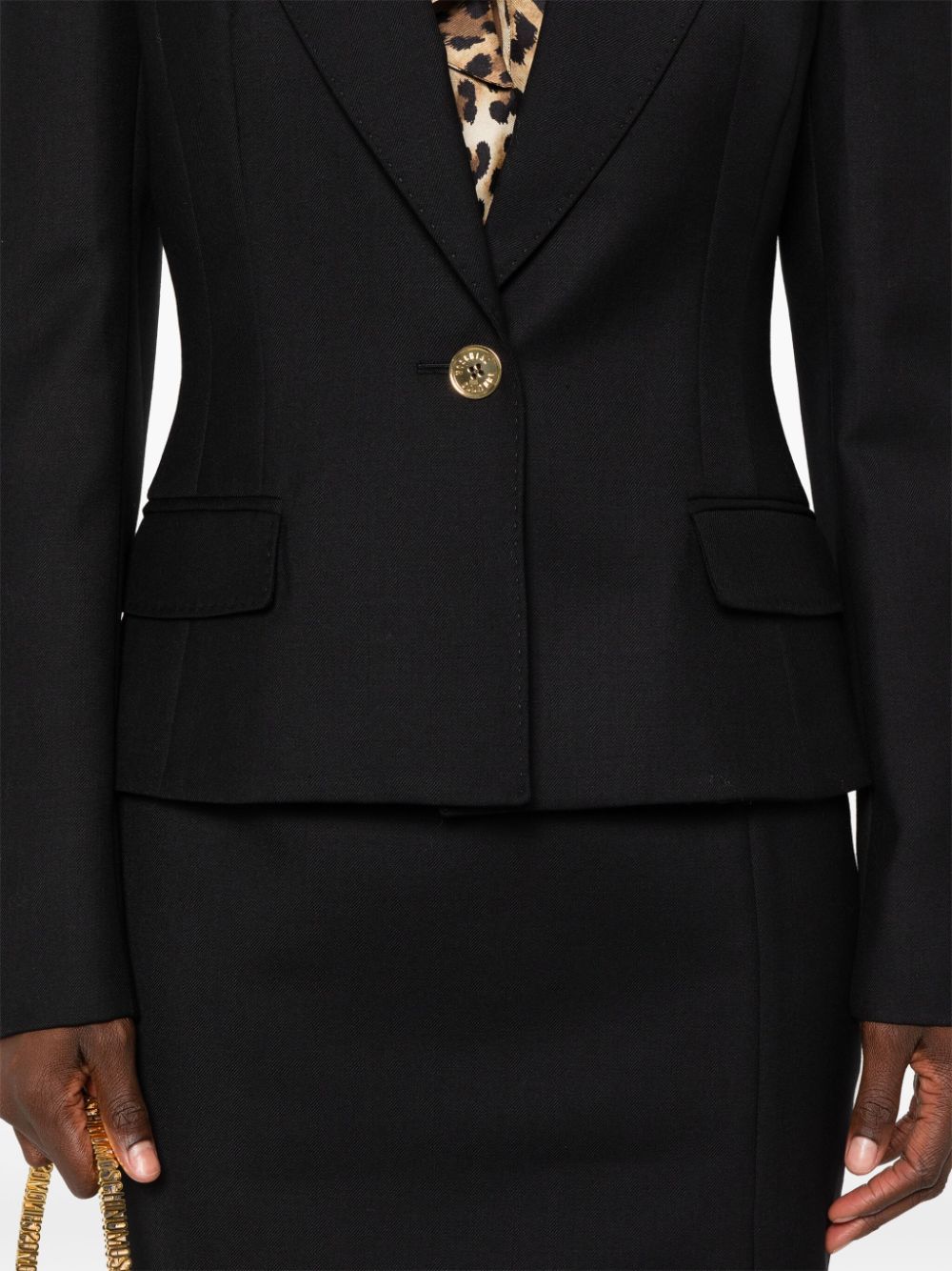 Moschino Blazer Wool Shoulder Pads In Black