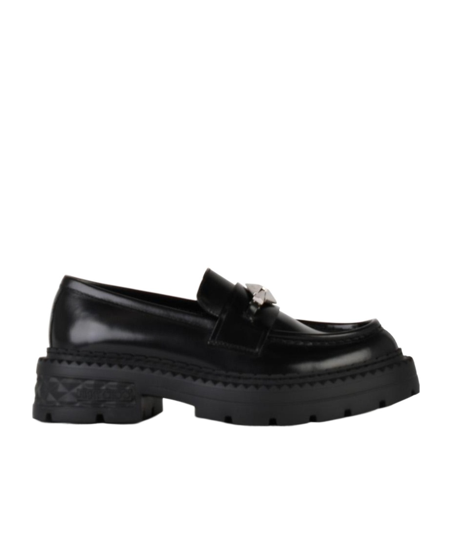 Shop Jimmy Choo Round Head Loafer Shoes In Black