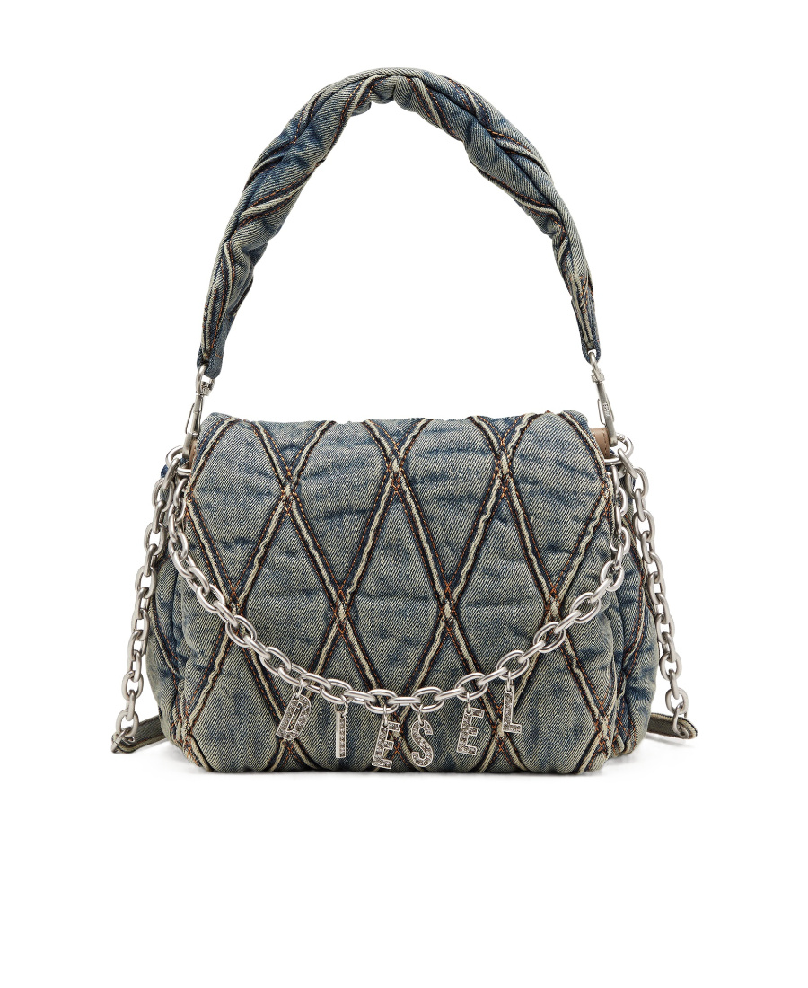 DIESEL CHARM-D DENIM SHOULDER BAG