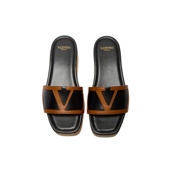 Valentino Vlogo Slippers In Black