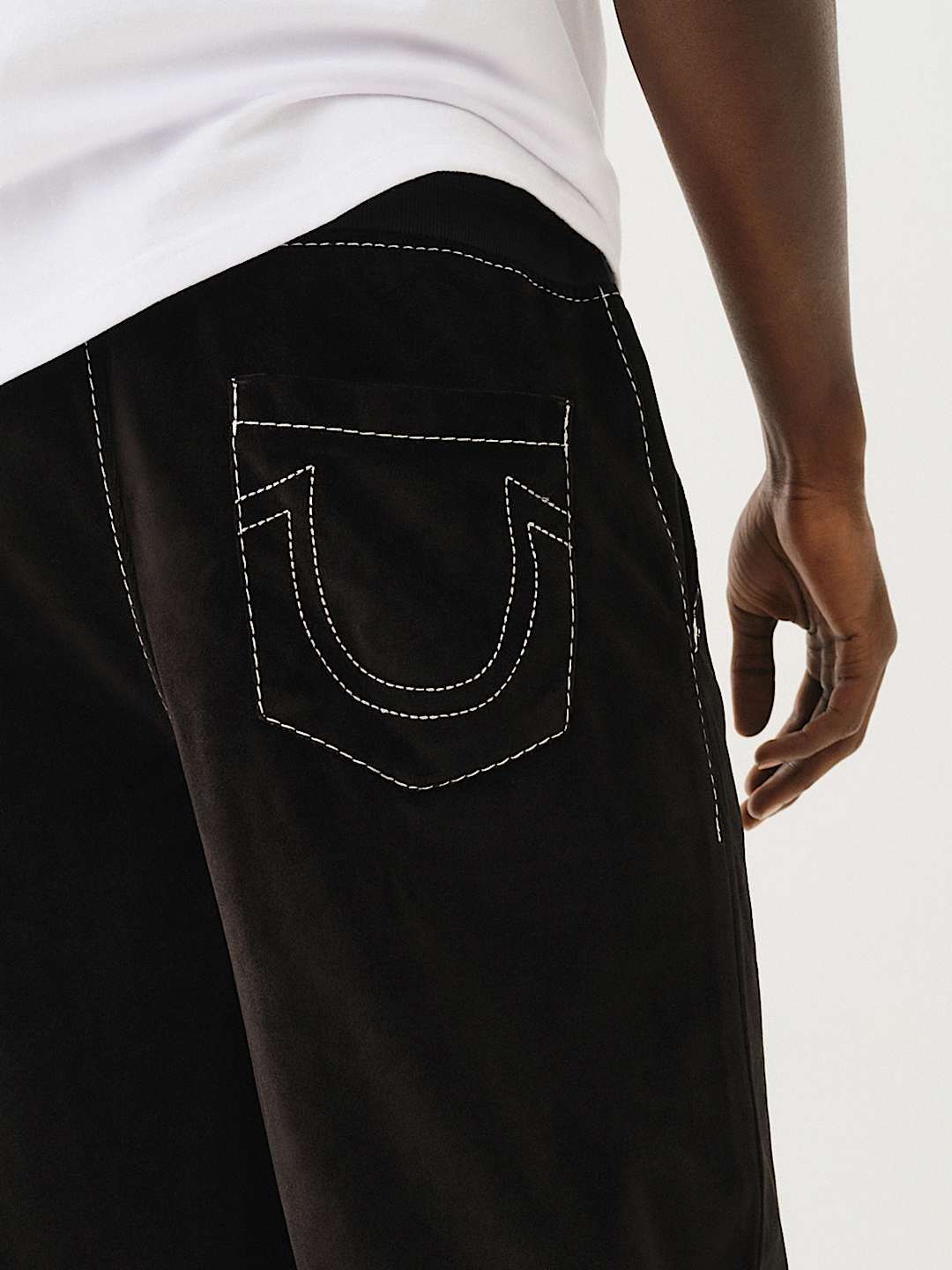 True Religion Velour Big T Straight Pant In Black