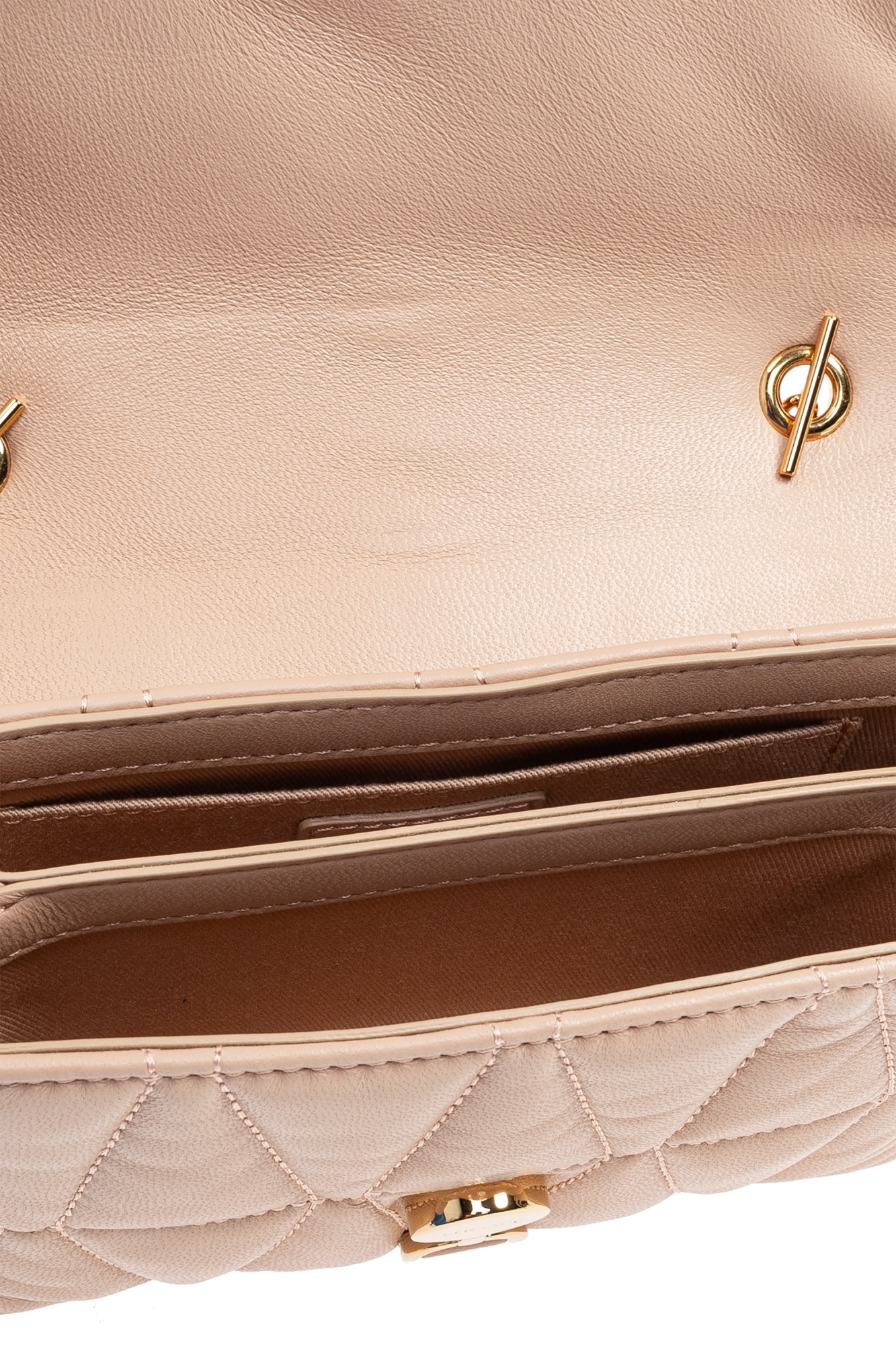 Versace Kleio Quilted Mini Shoulder Bag In Nude