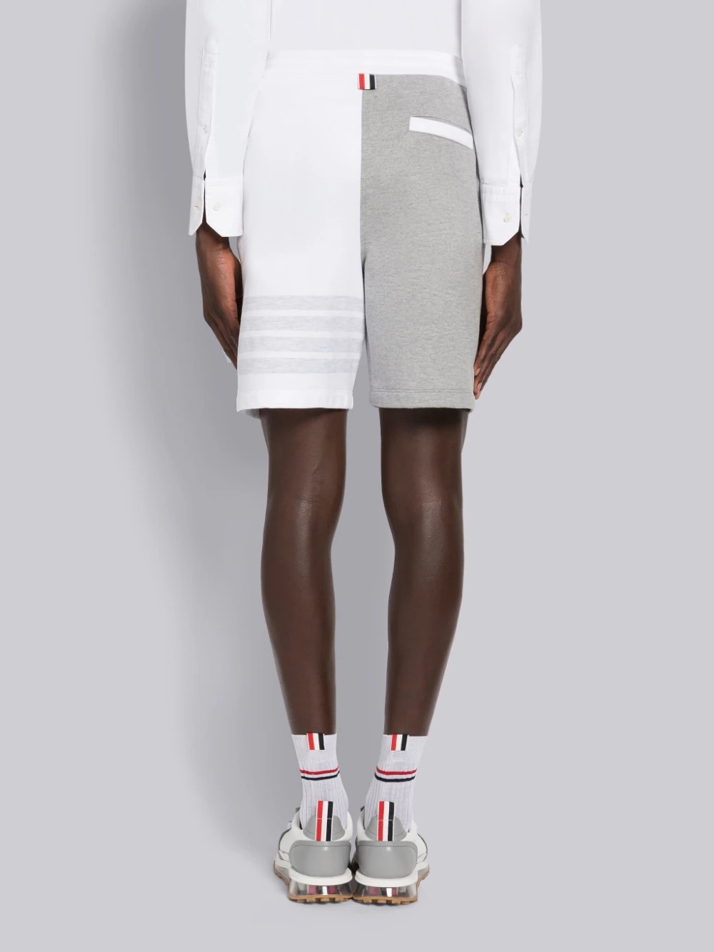 Thom Browne Panelled Cotton Track Shorts In Gray