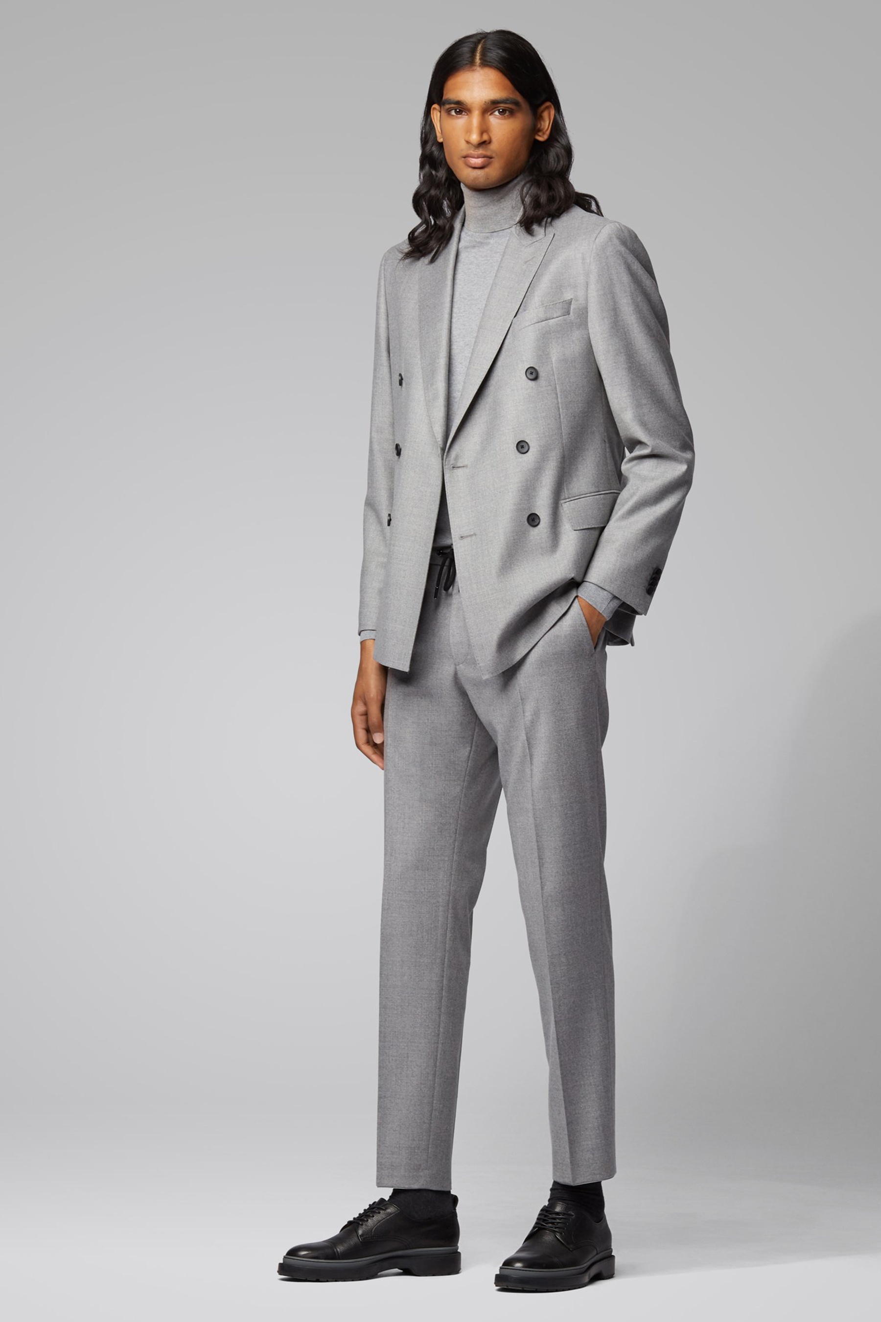 Hugo Boss Musso-p Turtleneck Sweater In Gray