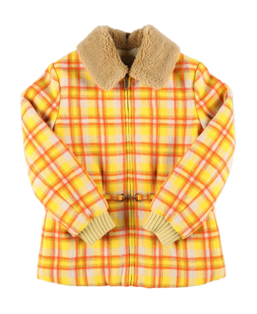 Gucci Checkered Wool Bomber Jacket In Yellow